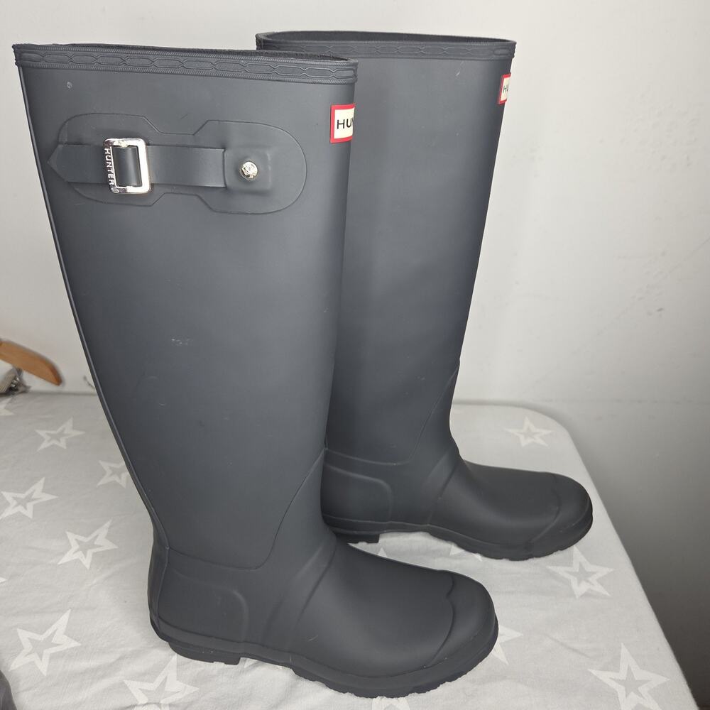 Hunter Original Tall Rain Boots Womens 9 Dark Gray Matte Waterproof US 9 UK 7